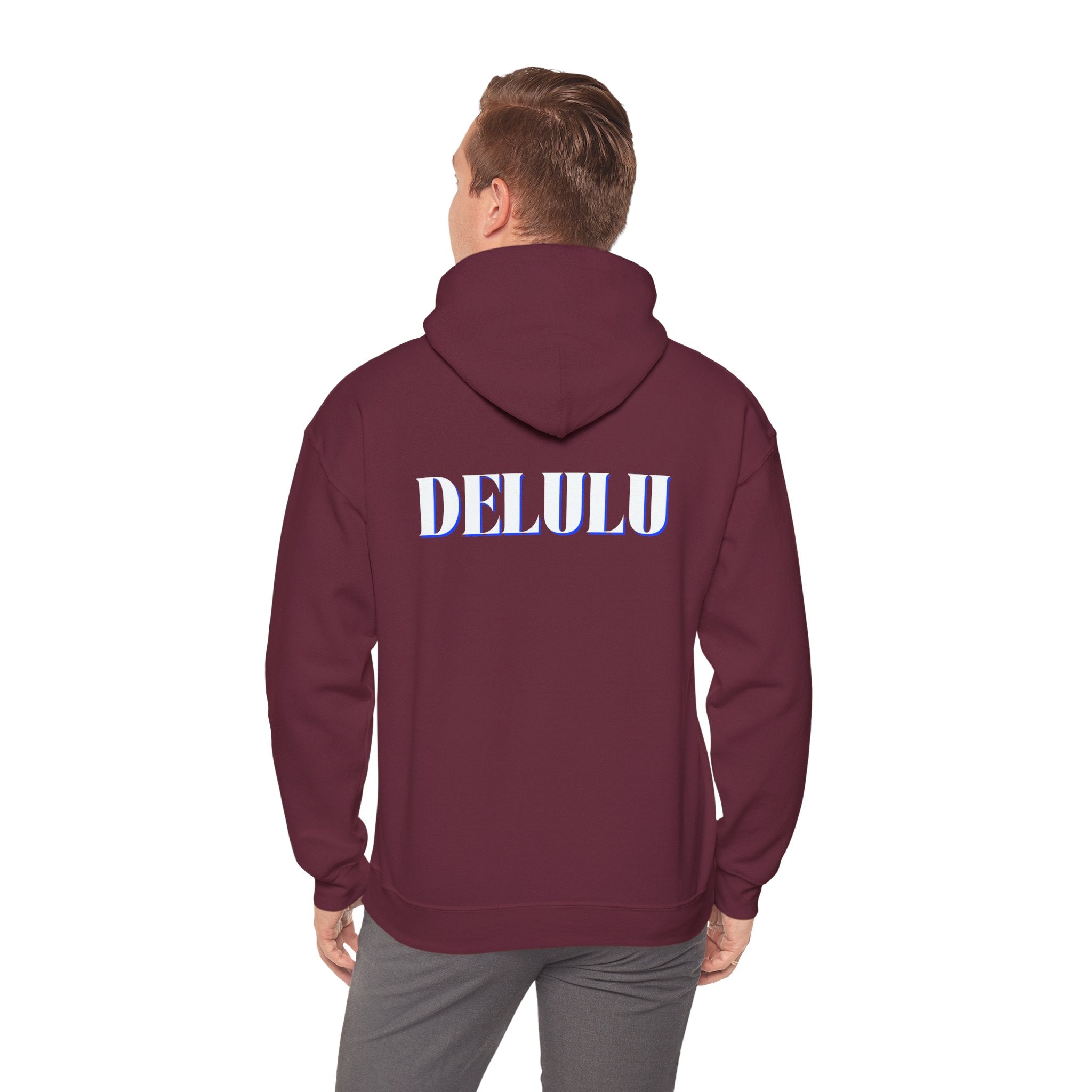 STATEMENT HOODIE DELULU - NAVY & WHITE/BLUE