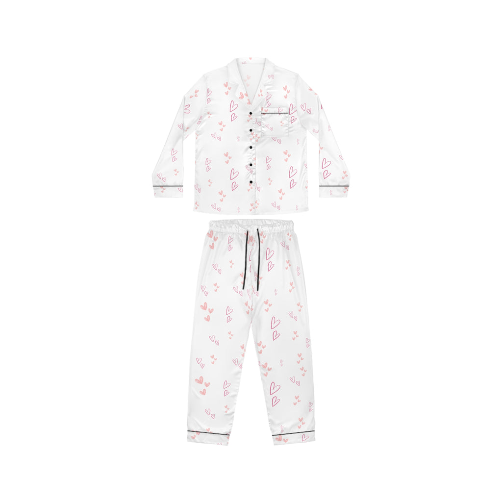 01 Hearts Satin Pajama Set