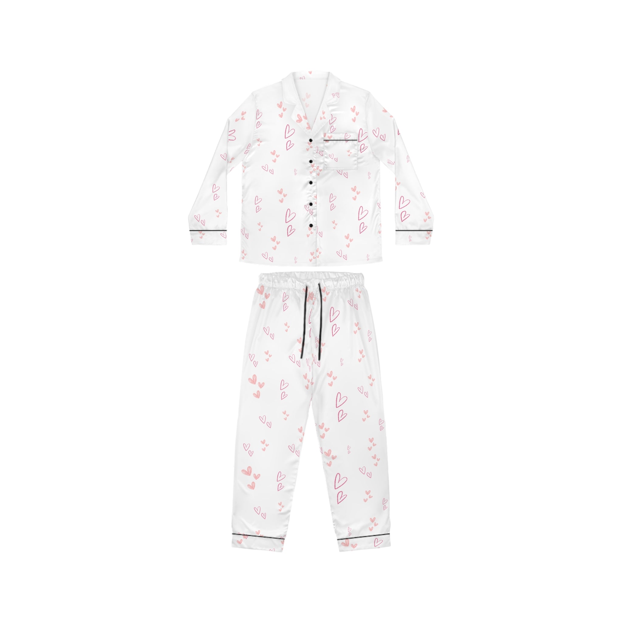 01 Hearts Satin Pajama Set