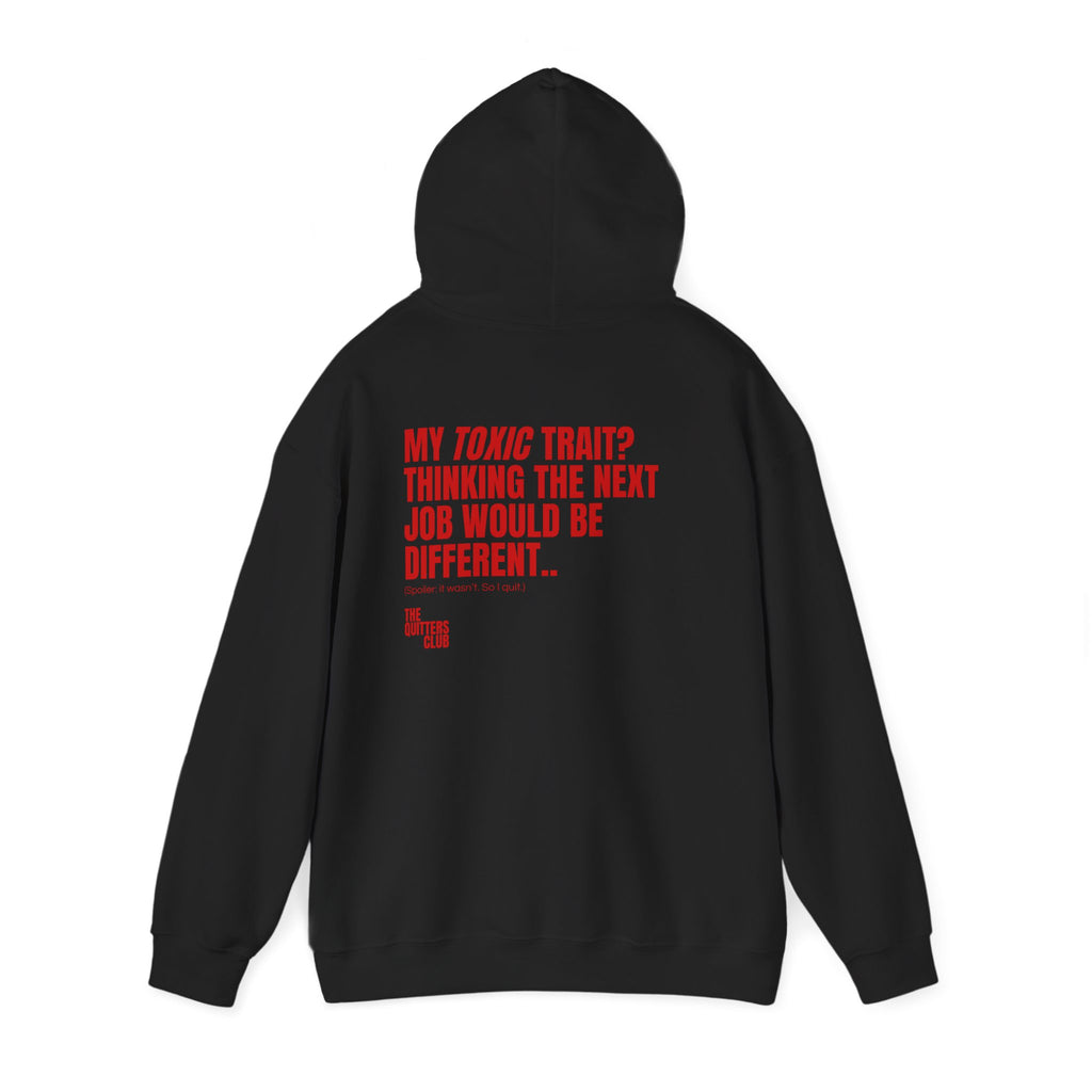 QUITTERS CLUB HOODIE - TOXIC TRAIT BLACK/RED