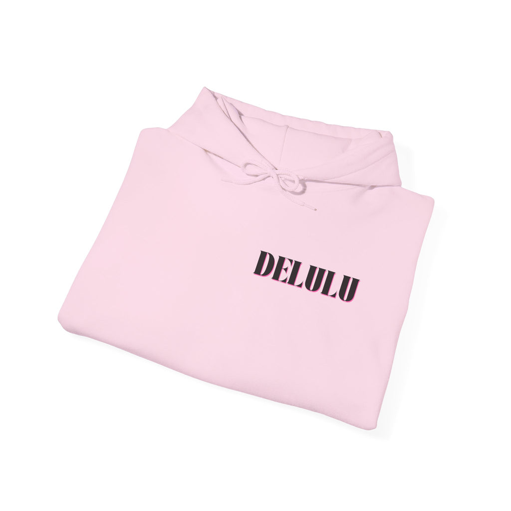STATEMENT HOODIE DELULU - BEIGE & BLACK/PINK