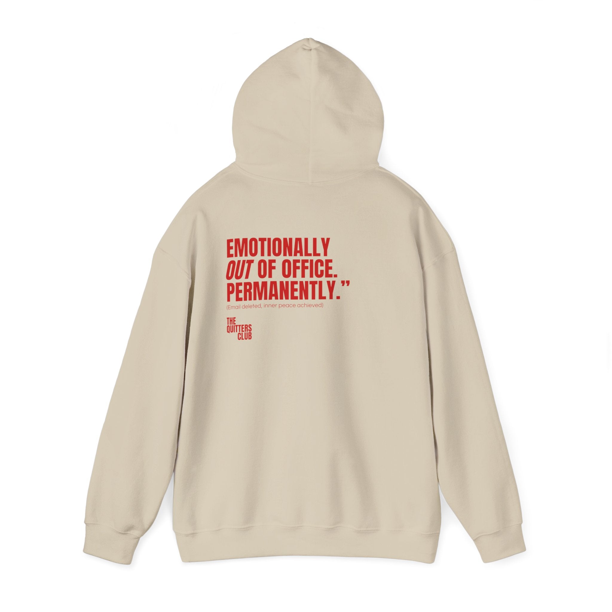 QUITTERS CLUB HOODIE - OUT OF OFFICE BEIGE/RED