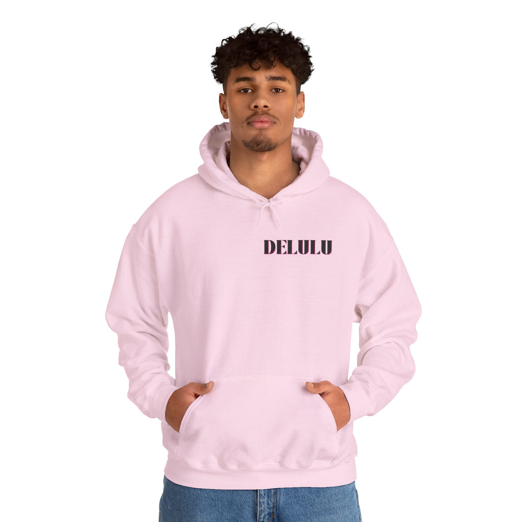 STATEMENT HOODIE DELULU - PINK & BLACK/PINK