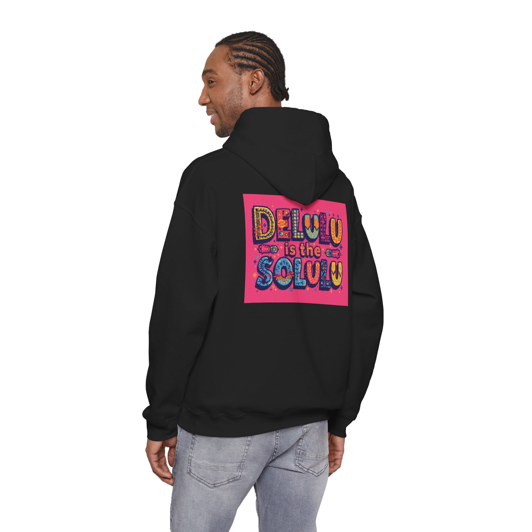 DELULU IS THE SOLULU HOODIE - BLACK&PINK