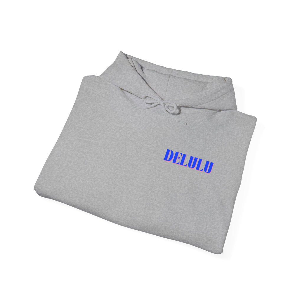 STATEMENT HOODIE DELULU - BEIGE & BLUE/PINK