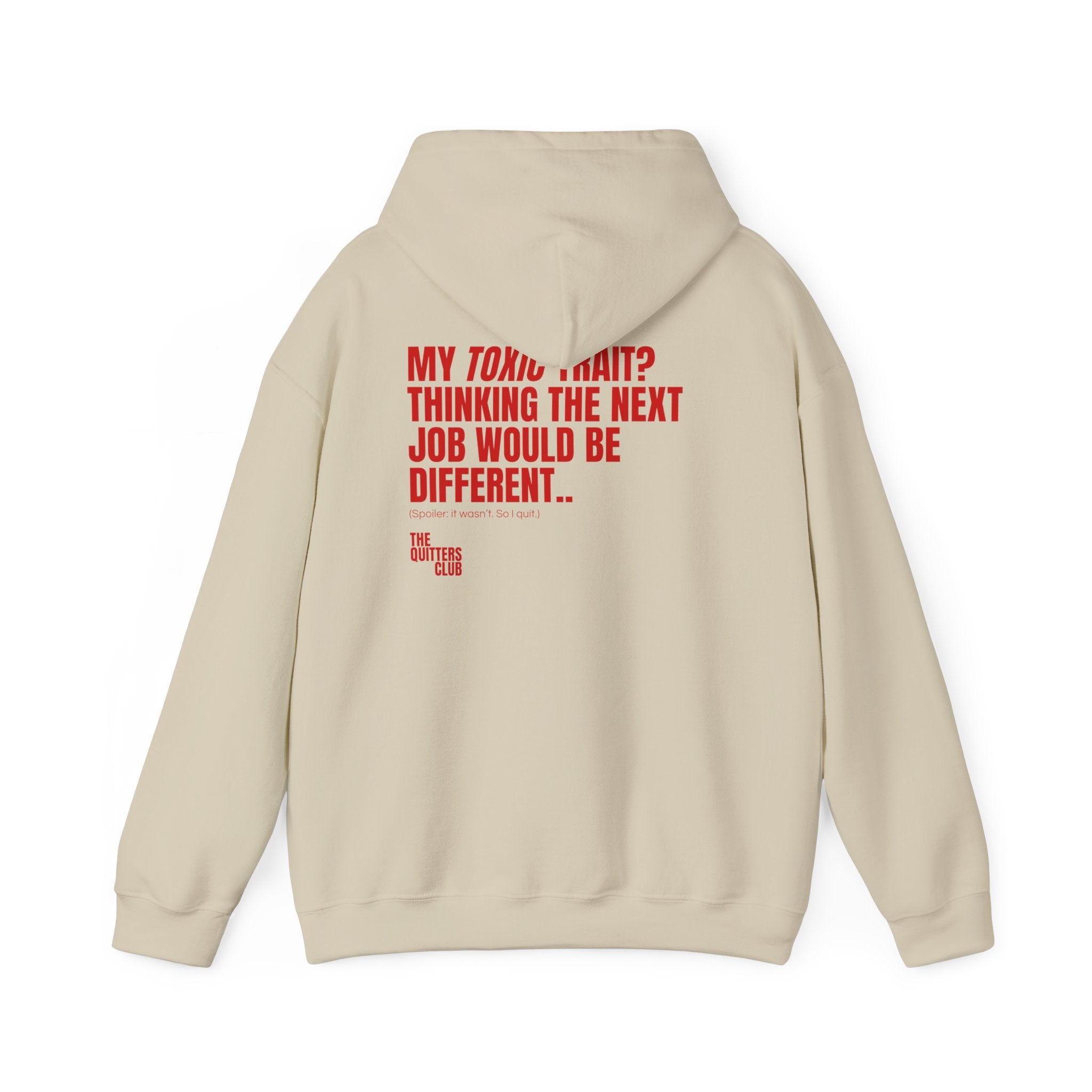 QUITTERS CLUB HOODIE - TOXIC TRAIT BEIGE/RED