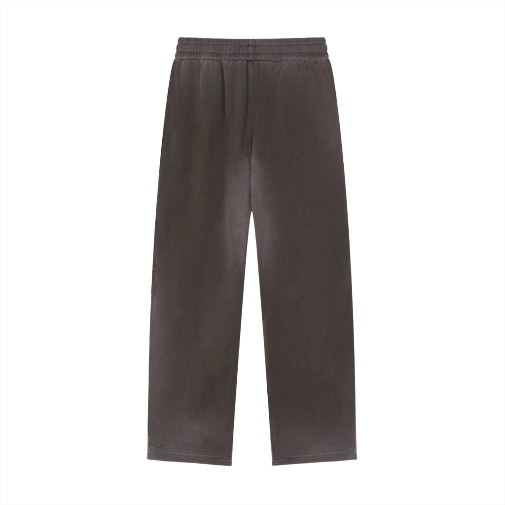 BASIC SUN FADE RAW EDGE STRAIGHT-LEG SWEATPANTS BROWN