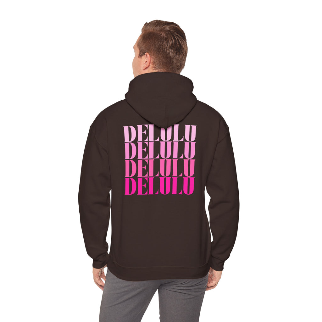 STATEMENT HOODIE DELULU DELULU DELULU - NAVY & PINK