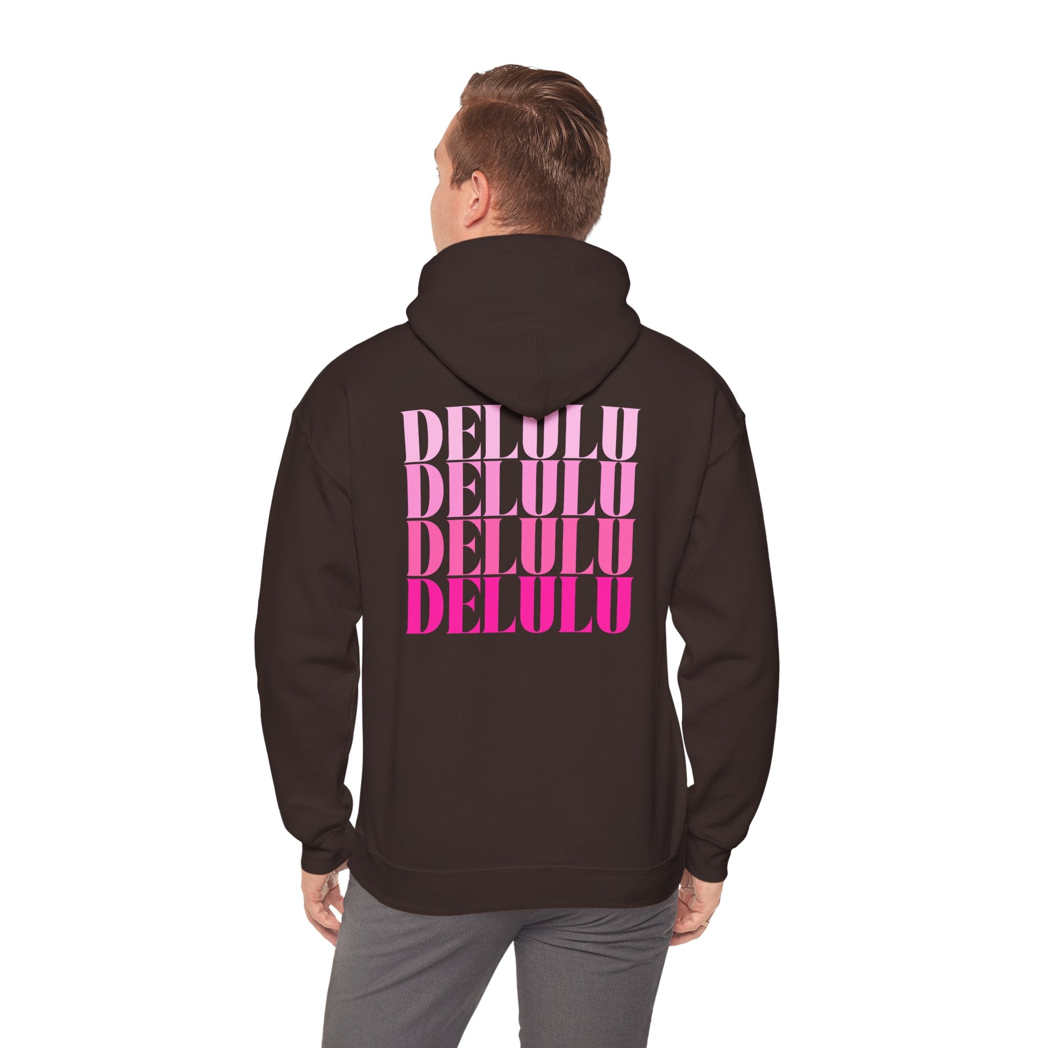 STATEMENT HOODIE DELULU DELULU DELULU - NAVY & PINK