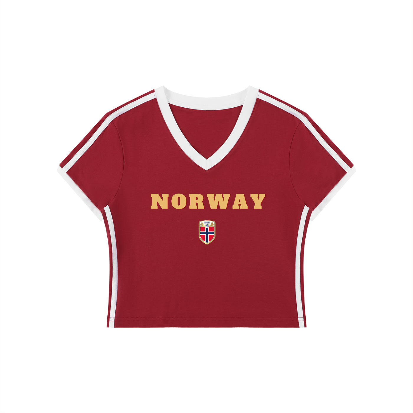 WOMEN'S RETRO V-NECK CROP T-SHIRT WORLD CUP - NORWAY