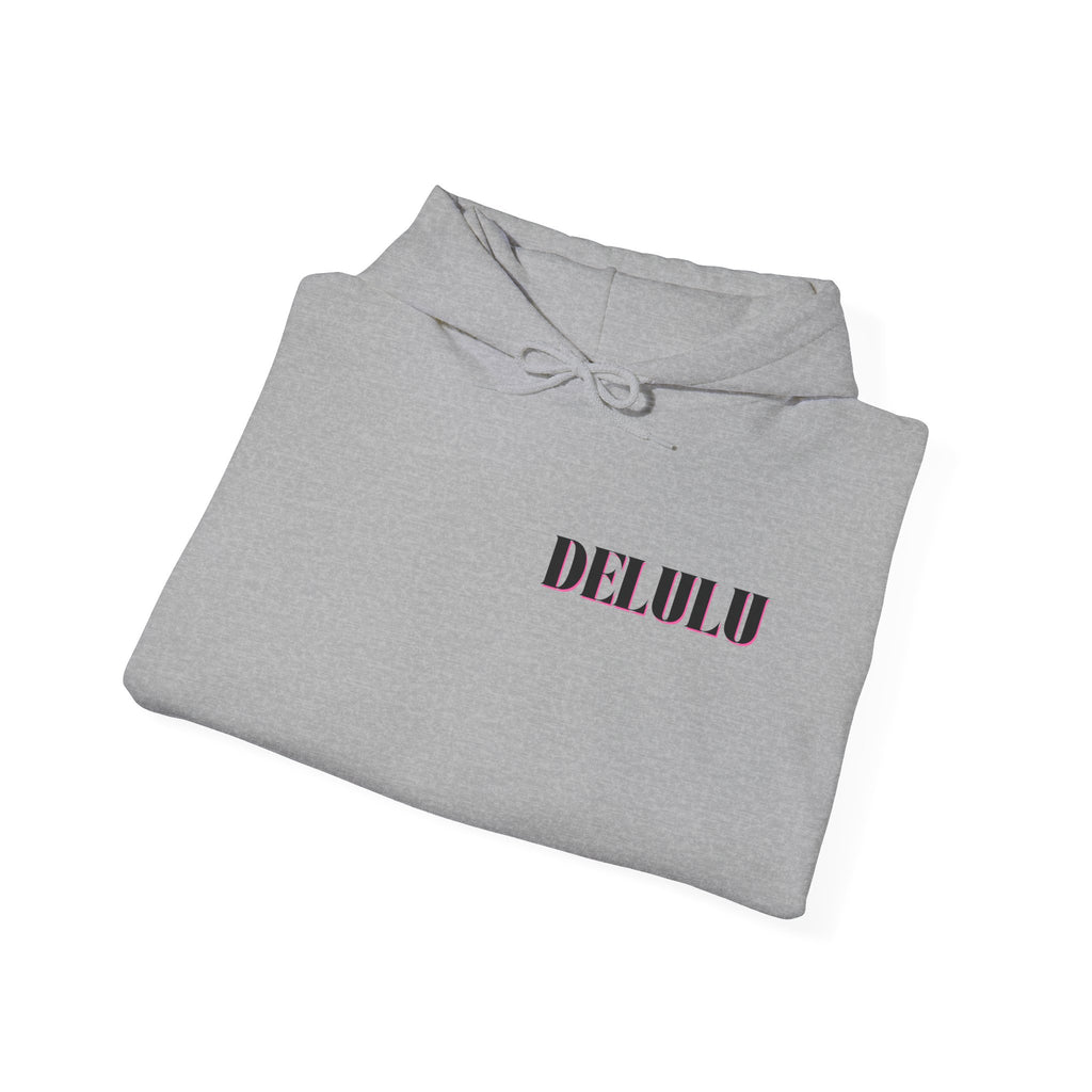 STATEMENT HOODIE DELULU - BEIGE & BLACK/PINK
