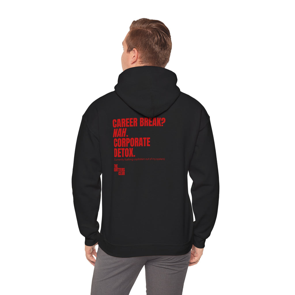 QUITTERS CLUB HOODIE - CORPORATE DETOX BLACK/RED