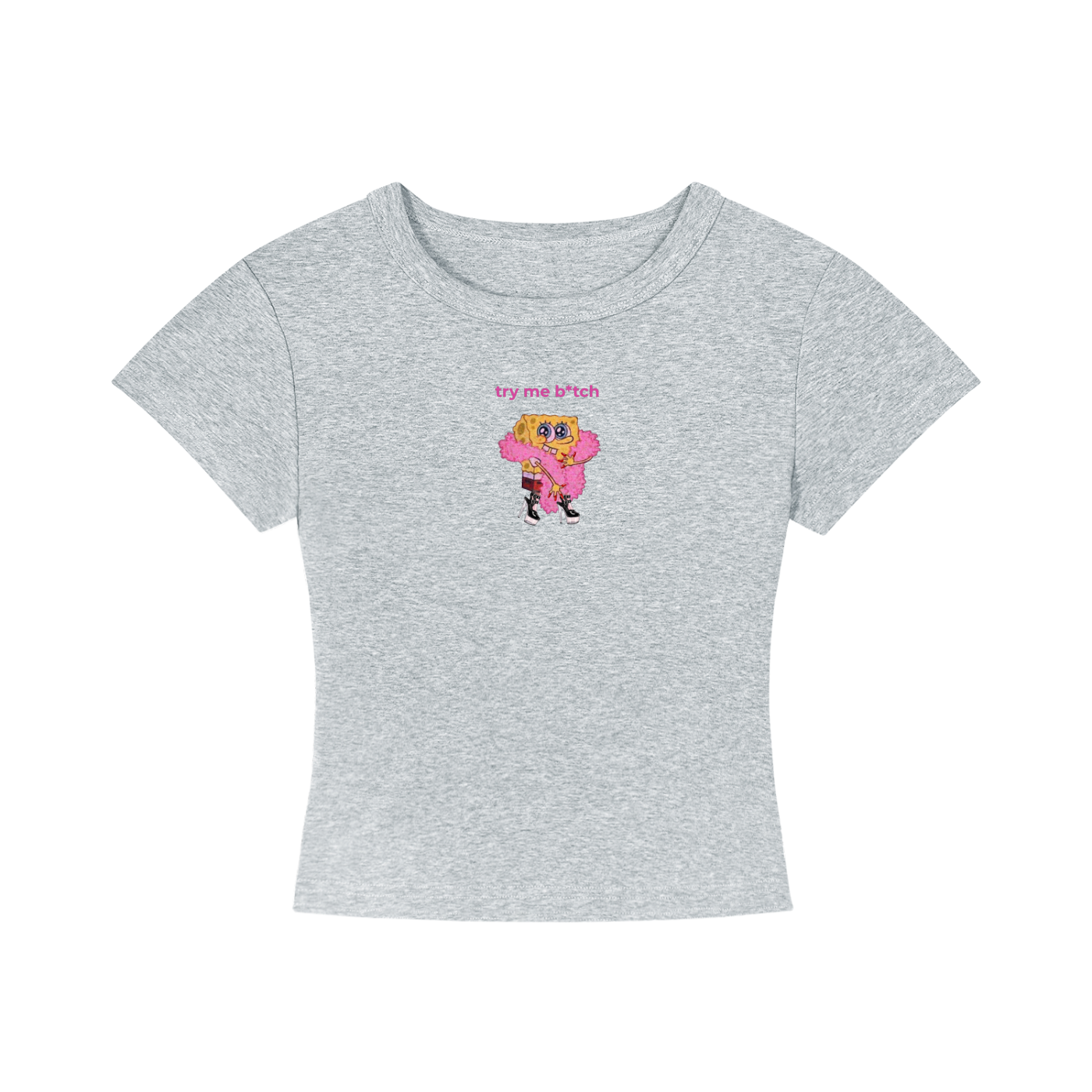 WOMEN`S CROPPED T-SHIRT - TRY ME BI*CH