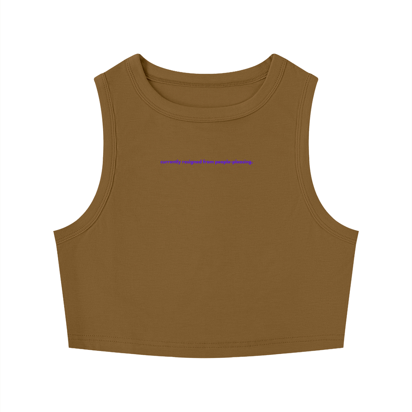 MAIN CHARACTER TIGHT CREWNECK CROP TANK TOP - CURRENTLY RESIGNED FROM PEOPLE-PLEASING