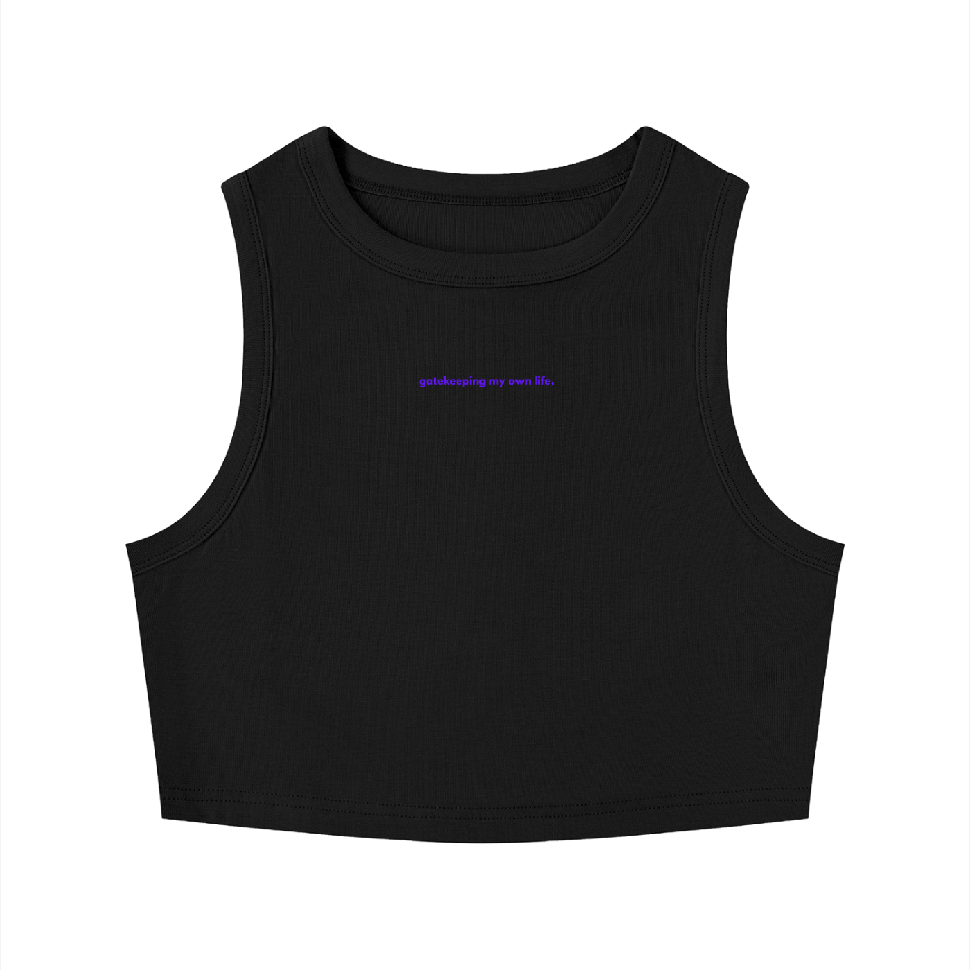 MAIN CHARACTER TIGHT CREWNECK CROP TANK TOP -  GATEKEEPING MY OWN LIFE