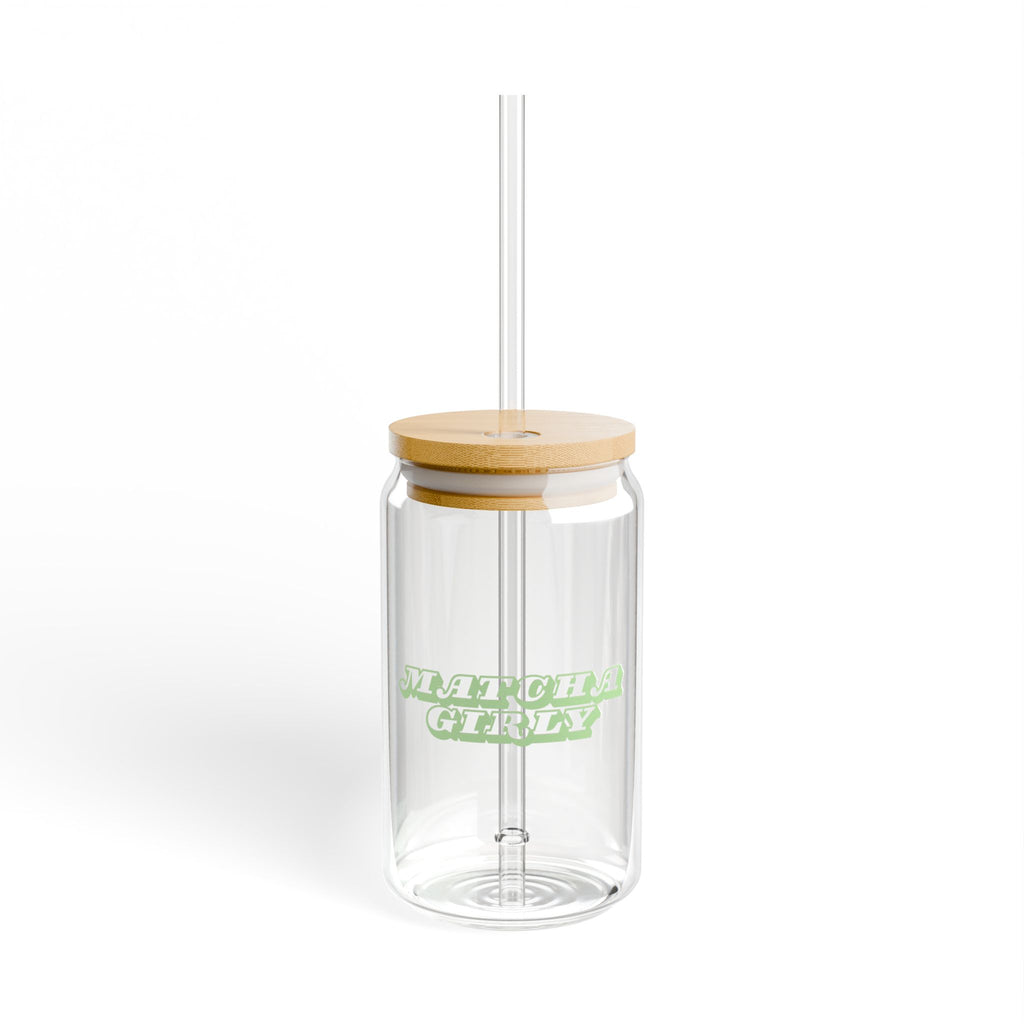 MATCHA GLASS 16oz WITH STRAW - MATCHA GIRLY