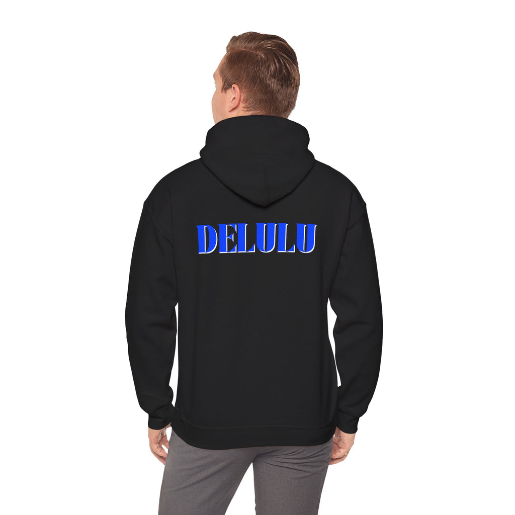 STATEMENT HOODIE DELULU - MAROON & BLUE/WHITE
