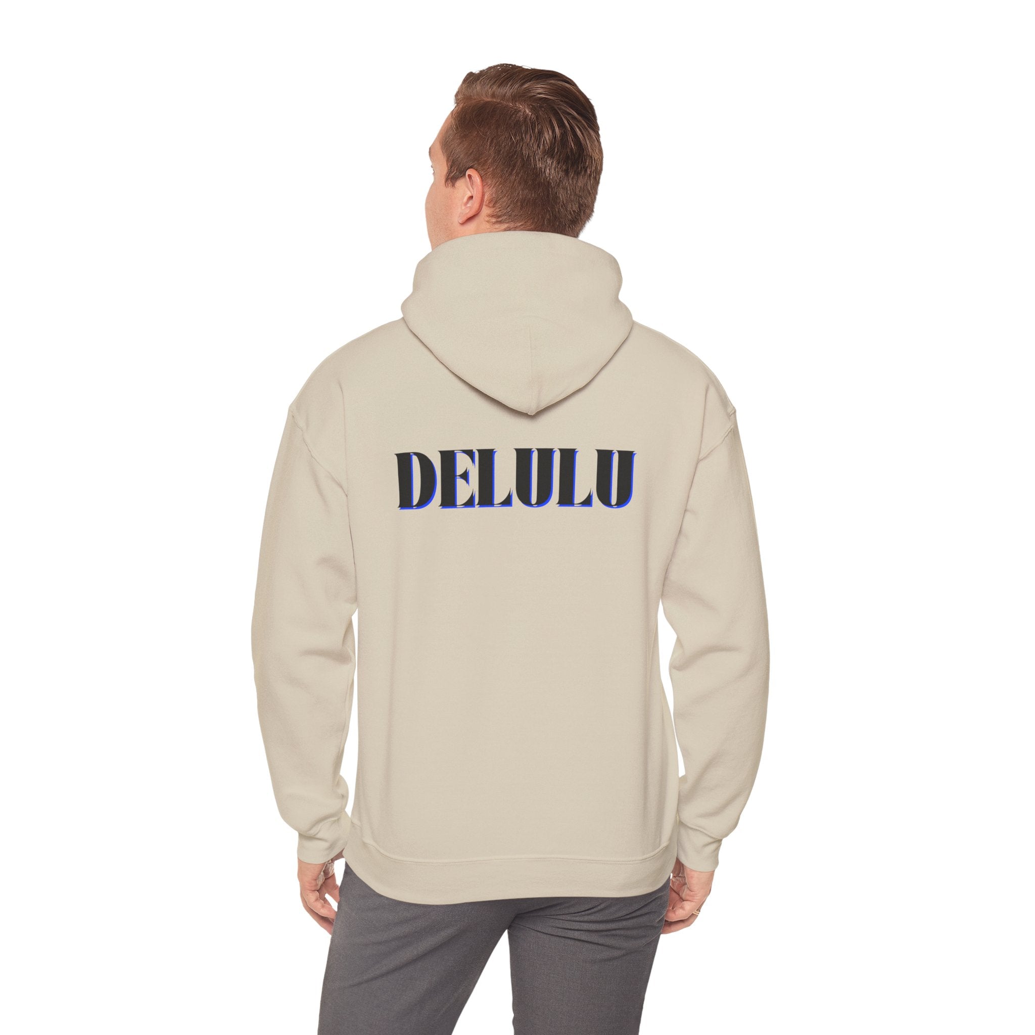 STATEMENT HOODIE DELULU - PINK & BLACK/BLUE