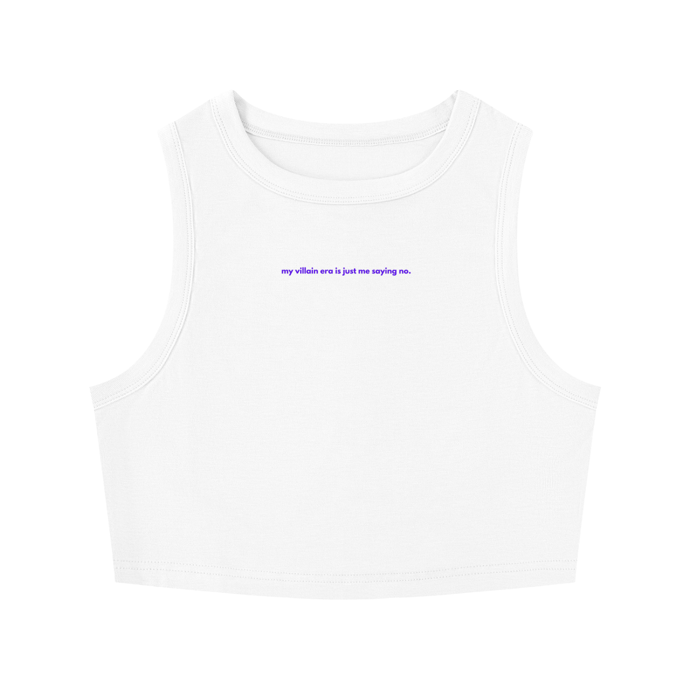 MAIN CHARACTER TIGHT CREWNECK CROP TANK TOP - MY VILLAIN ERA IS JUST ME SAYING NO