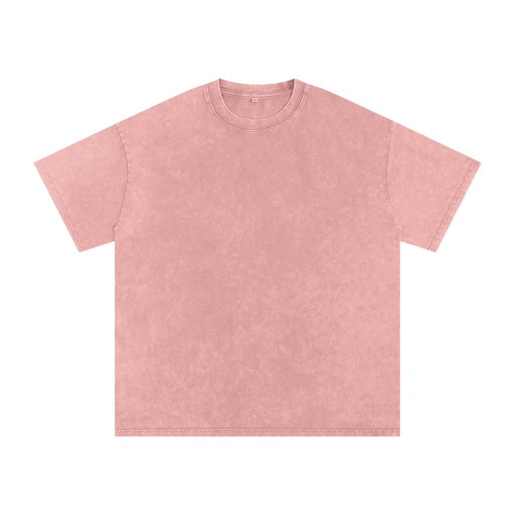BASIC SNOW WASHED OVERSIZED COTTON T-SHIRT LIGHT PINK
