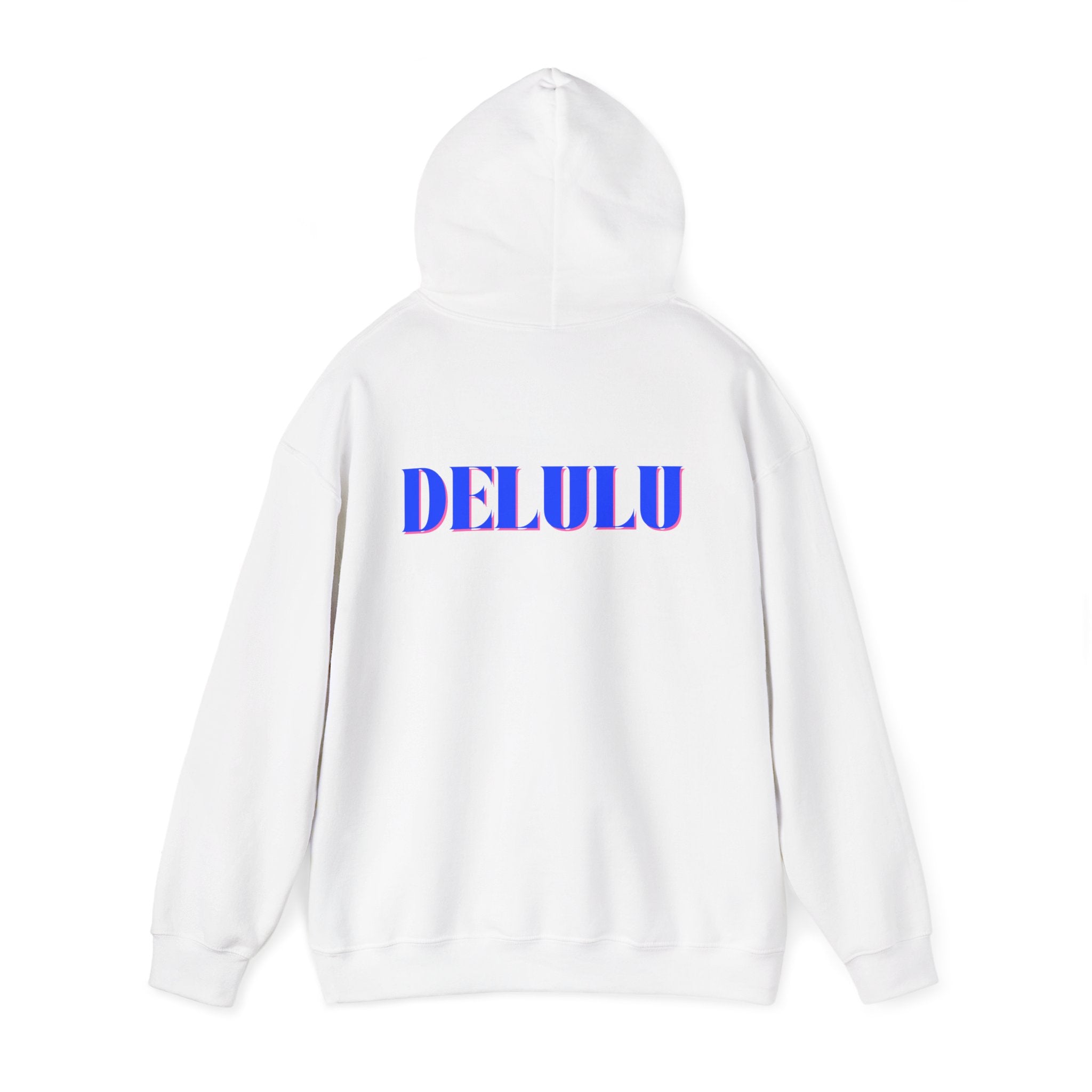 STATEMENT HOODIE DELULU - BEIGE & BLUE/PINK