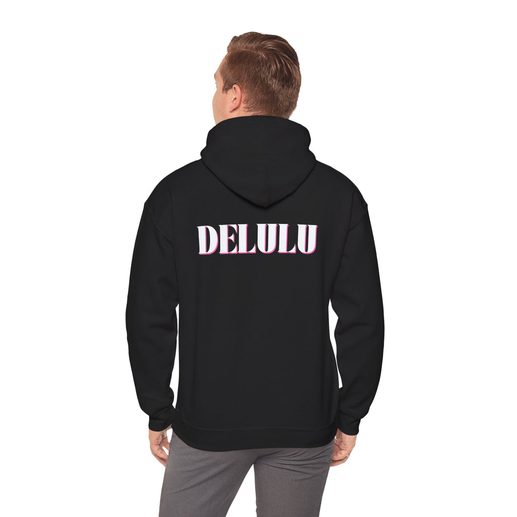 STATEMENT HOODIE DELULU - NAVY & WHITE/PINK