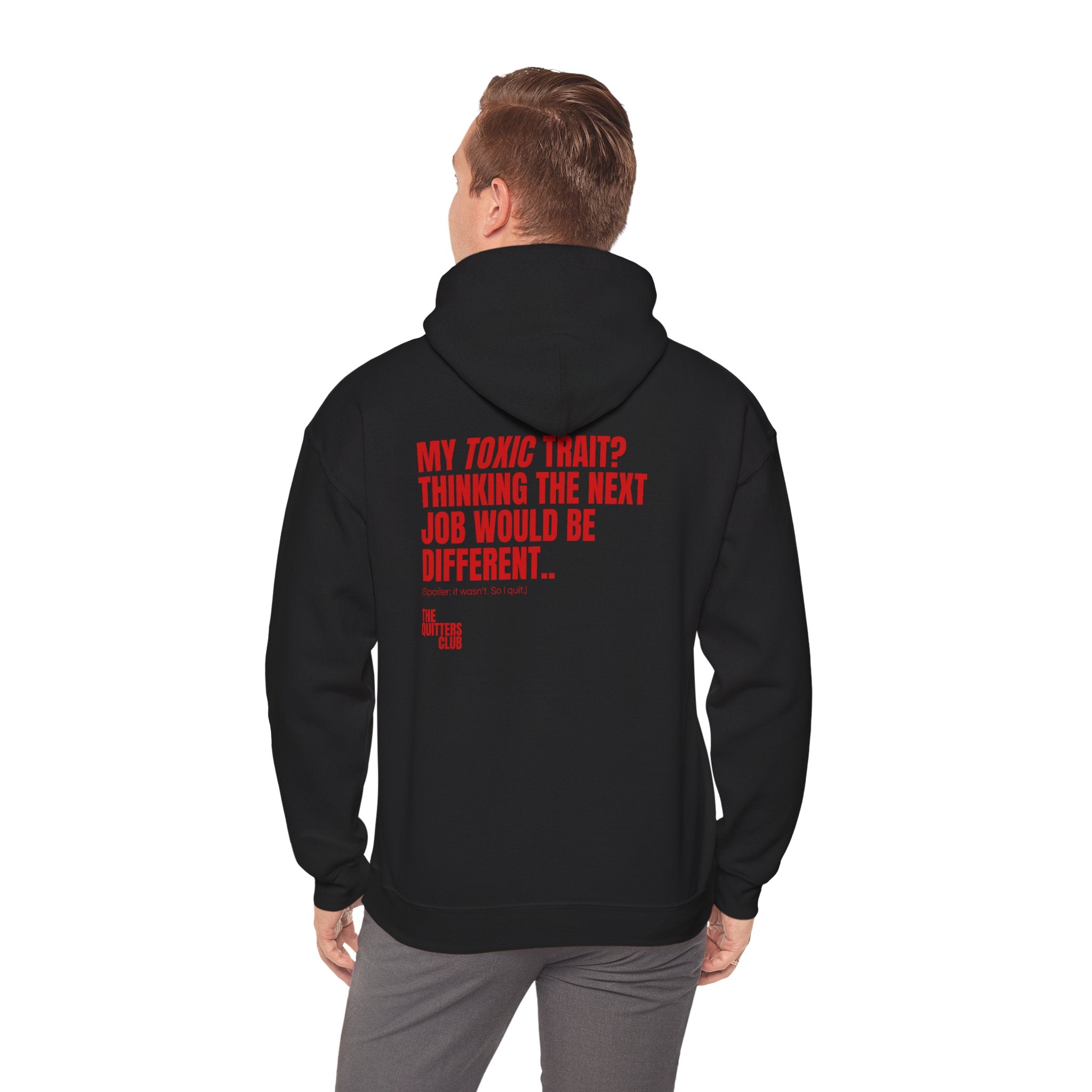 QUITTERS CLUB HOODIE - TOXIC TRAIT BLACK/RED