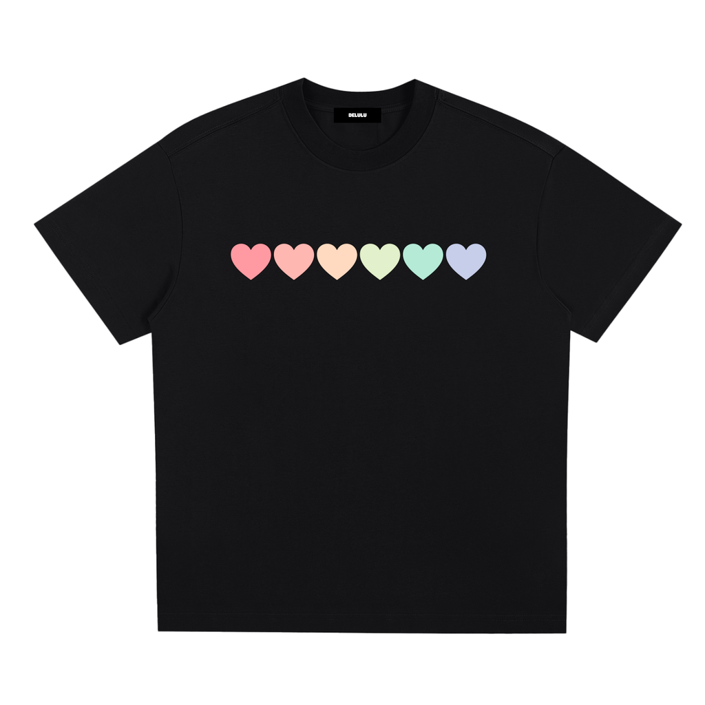 PRIDE LOOSE FIT UNISEX T-SHIRT - PASTEL HEARTS