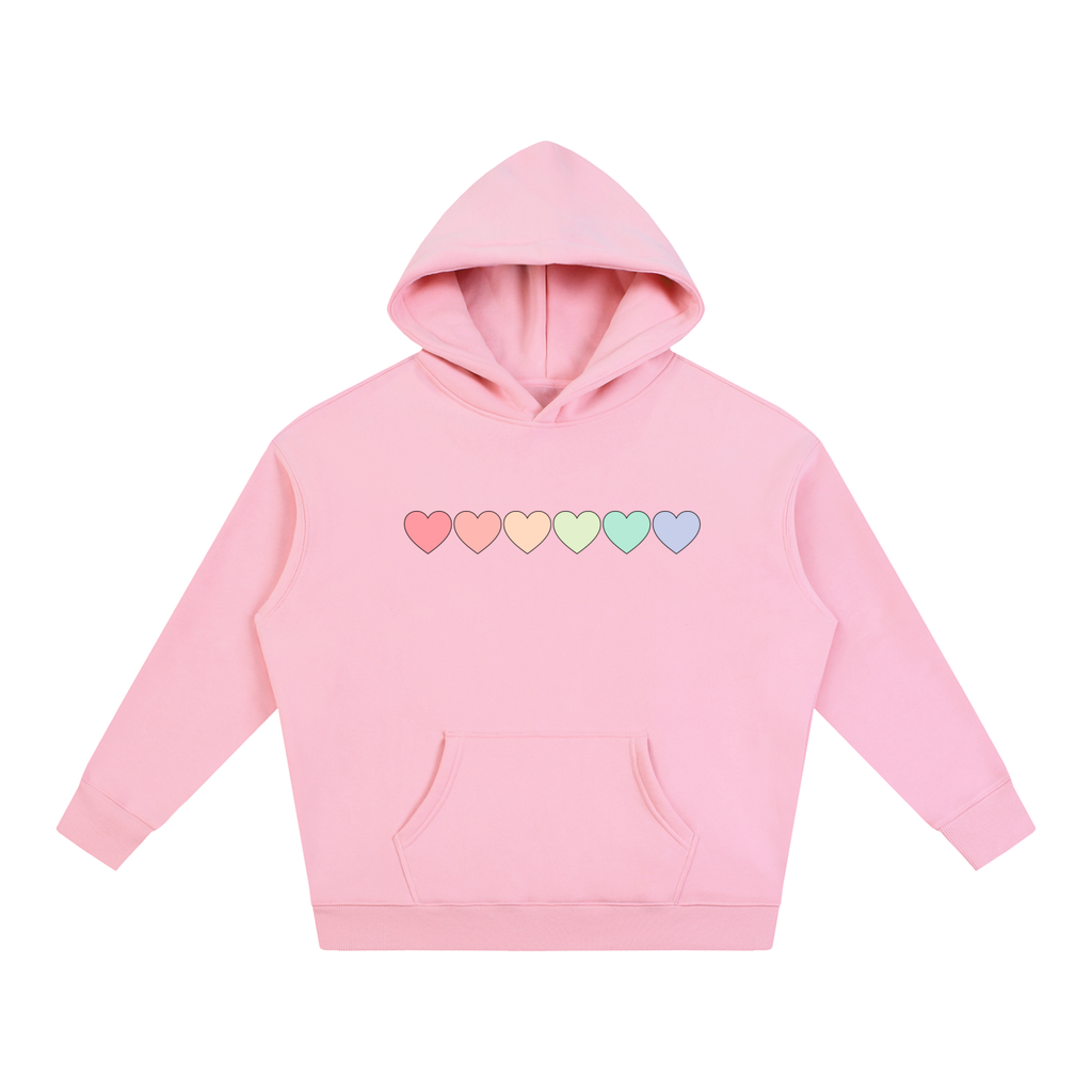 PRIDE OVERSIZED PREMIUM FLEECED HOODIE - PASTEL HEARTS