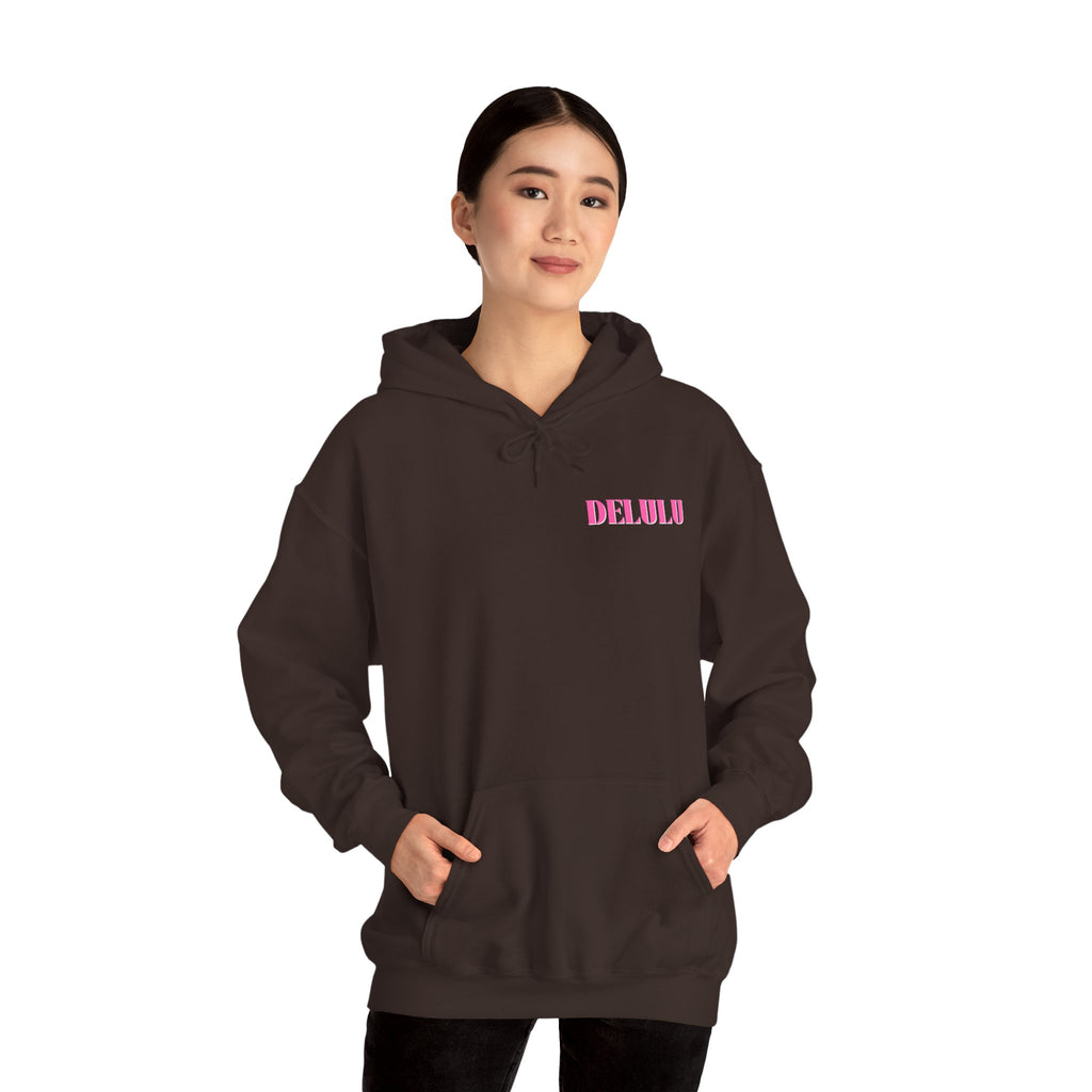 STATEMENT HOODIE DELULU - NAVY & PINK/WHITE