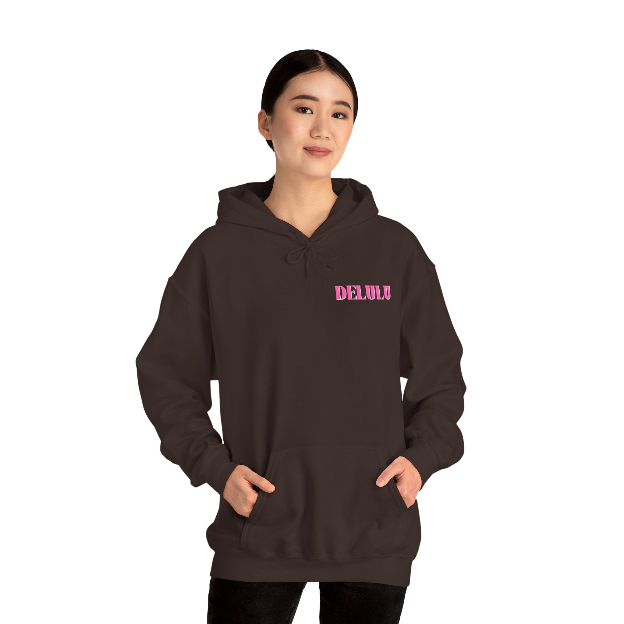 STATEMENT HOODIE DELULU - NAVY & PINK/WHITE