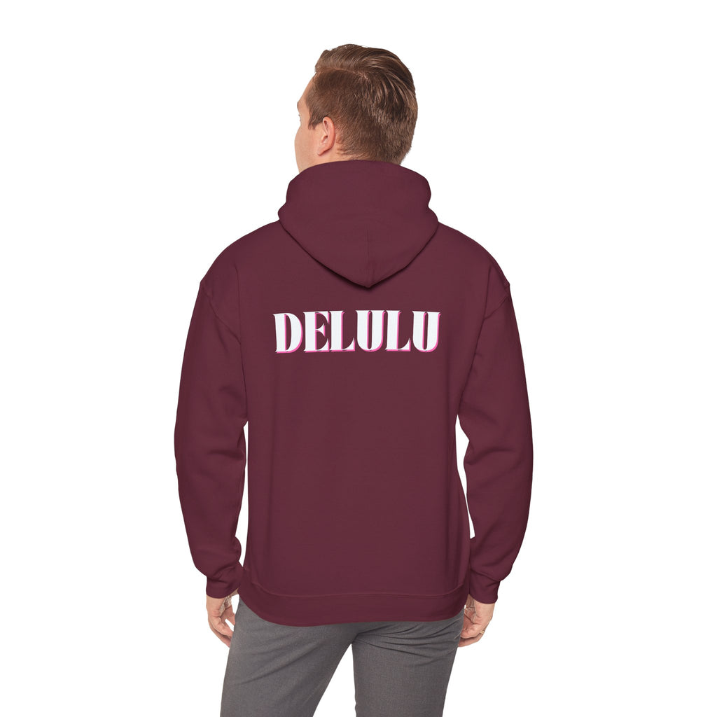STATEMENT HOODIE DELULU - NAVY & WHITE/PINK