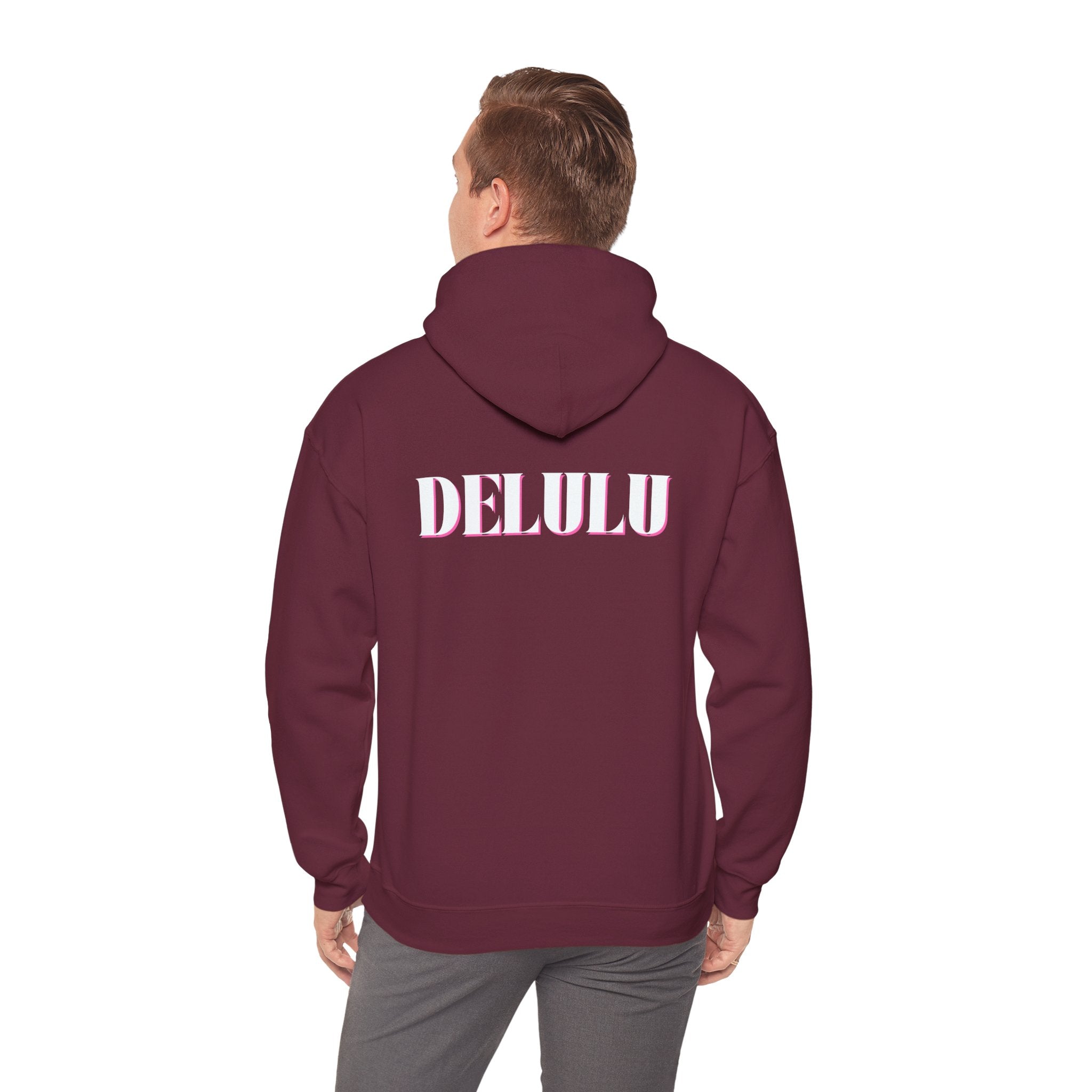 STATEMENT HOODIE DELULU - NAVY & WHITE/PINK