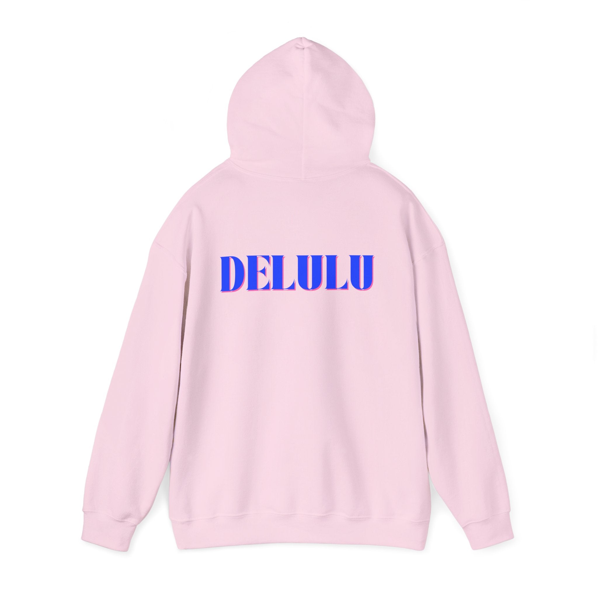 STATEMENT HOODIE DELULU - BEIGE & BLUE/PINK