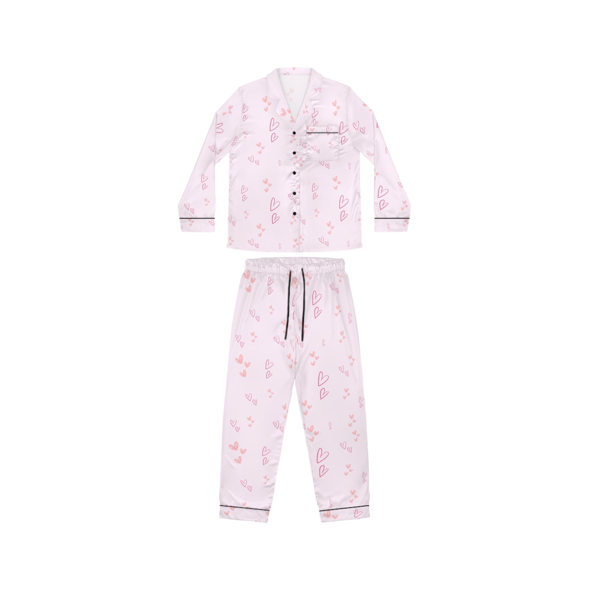 01 Hearts Satin Pajama Set
