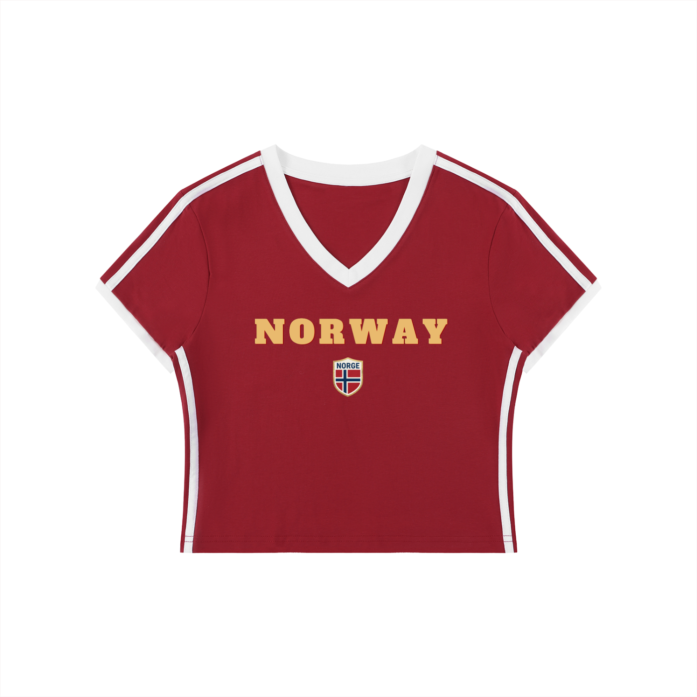 WOMEN'S RETRO V-NECK CROP T-SHIRT WORLD CUP - NORWAY