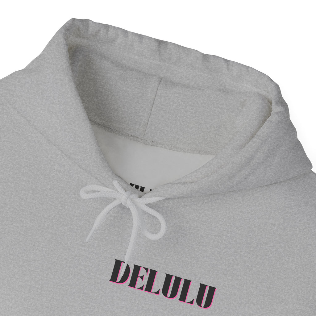 STATEMENT HOODIE DELULU - BLUE & BLACK/PINK