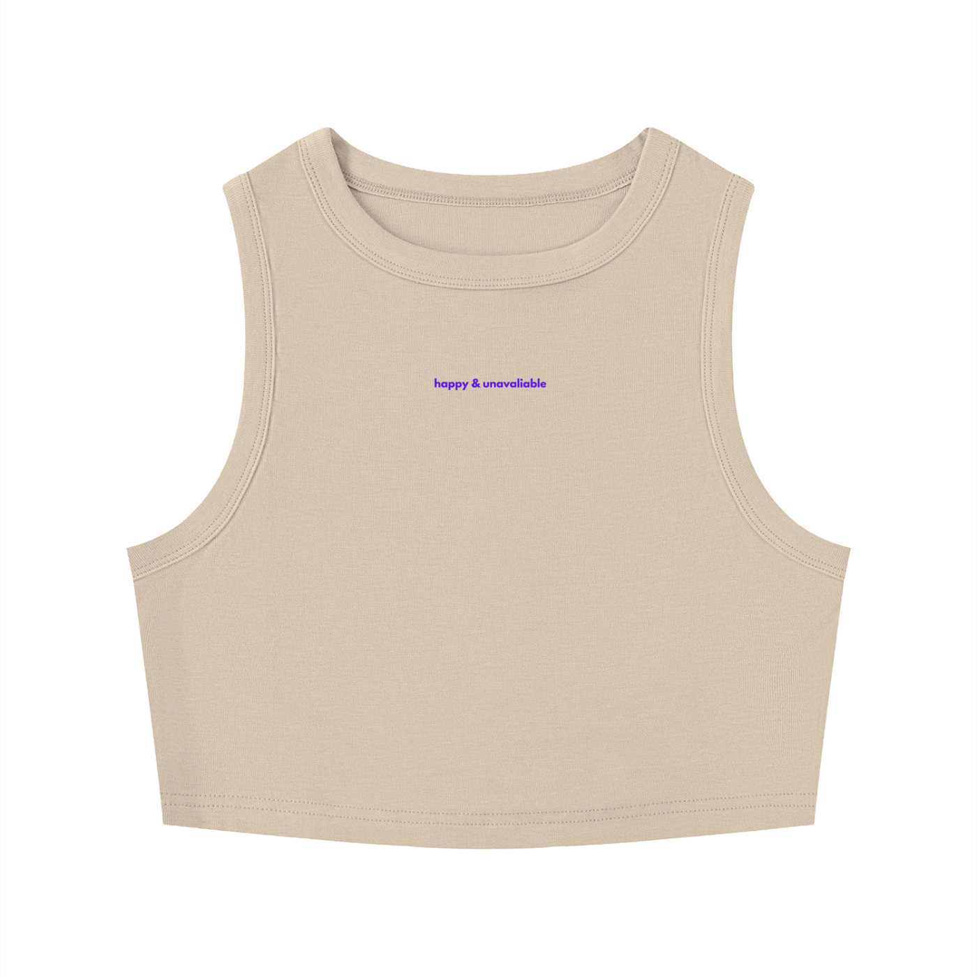 MAIN CHARACTER TIGHT CREWNECK CROP TANK TOP -  HAPPY & UNAVALIABLE