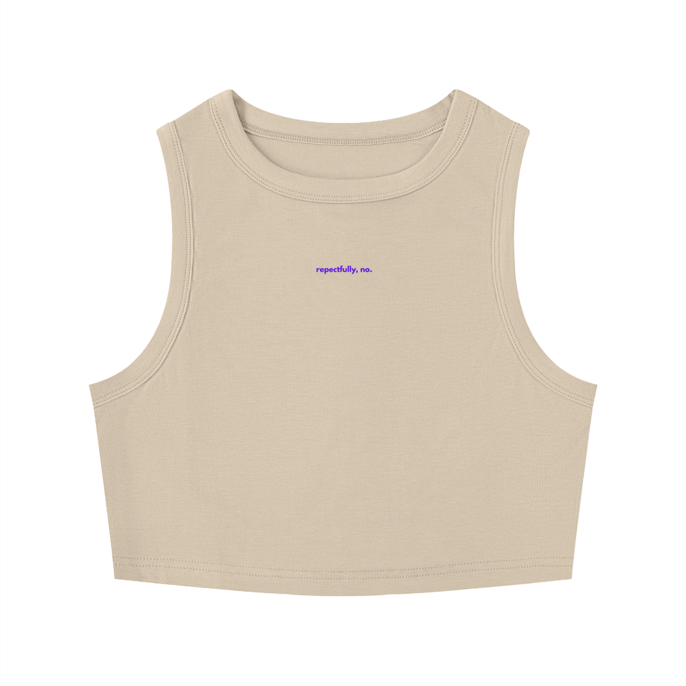 MAIN CHARACTER TIGHT CREWNECK CROP TANK TOP - RESPECTFULLY, NO.