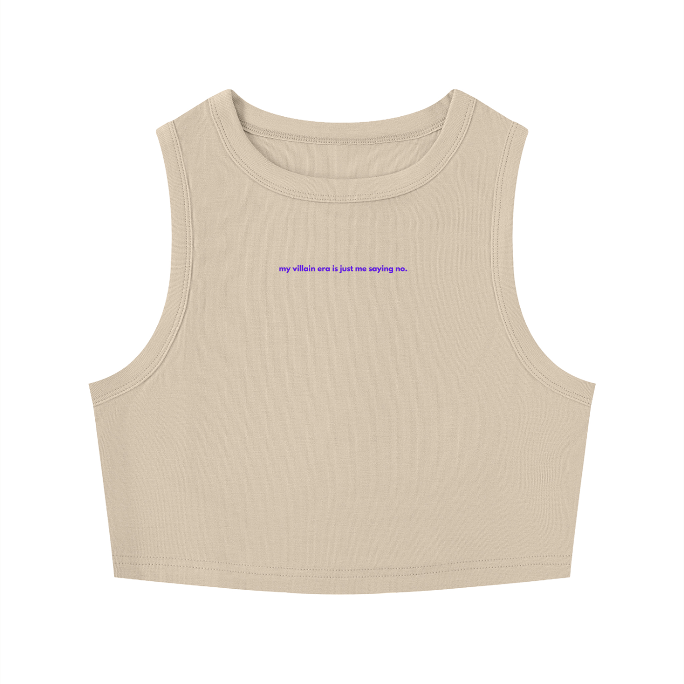 MAIN CHARACTER TIGHT CREWNECK CROP TANK TOP - MY VILLAIN ERA IS JUST ME SAYING NO