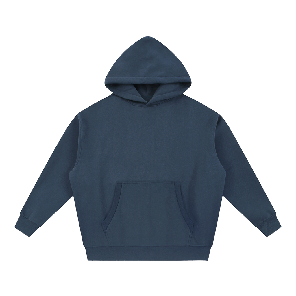 BASIC ESSENTIAL OVERSIZED BOXY FIT FLEECE HOODIE BLUE