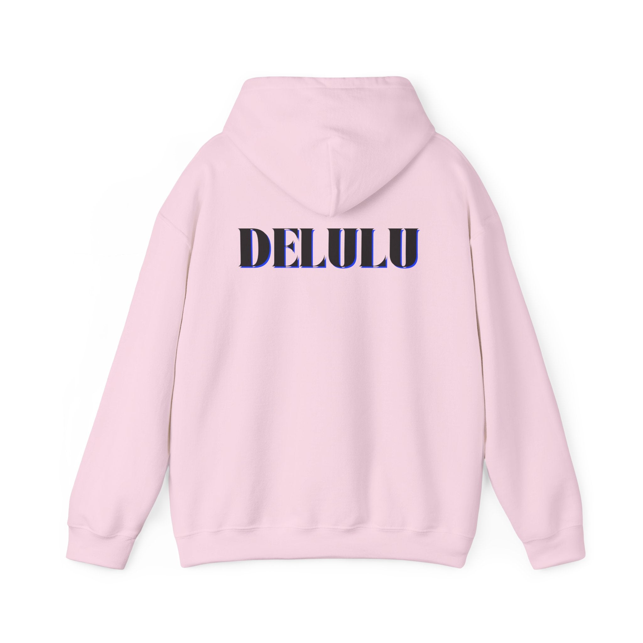 STATEMENT HOODIE DELULU - BEIGE & BLACK/BLUE