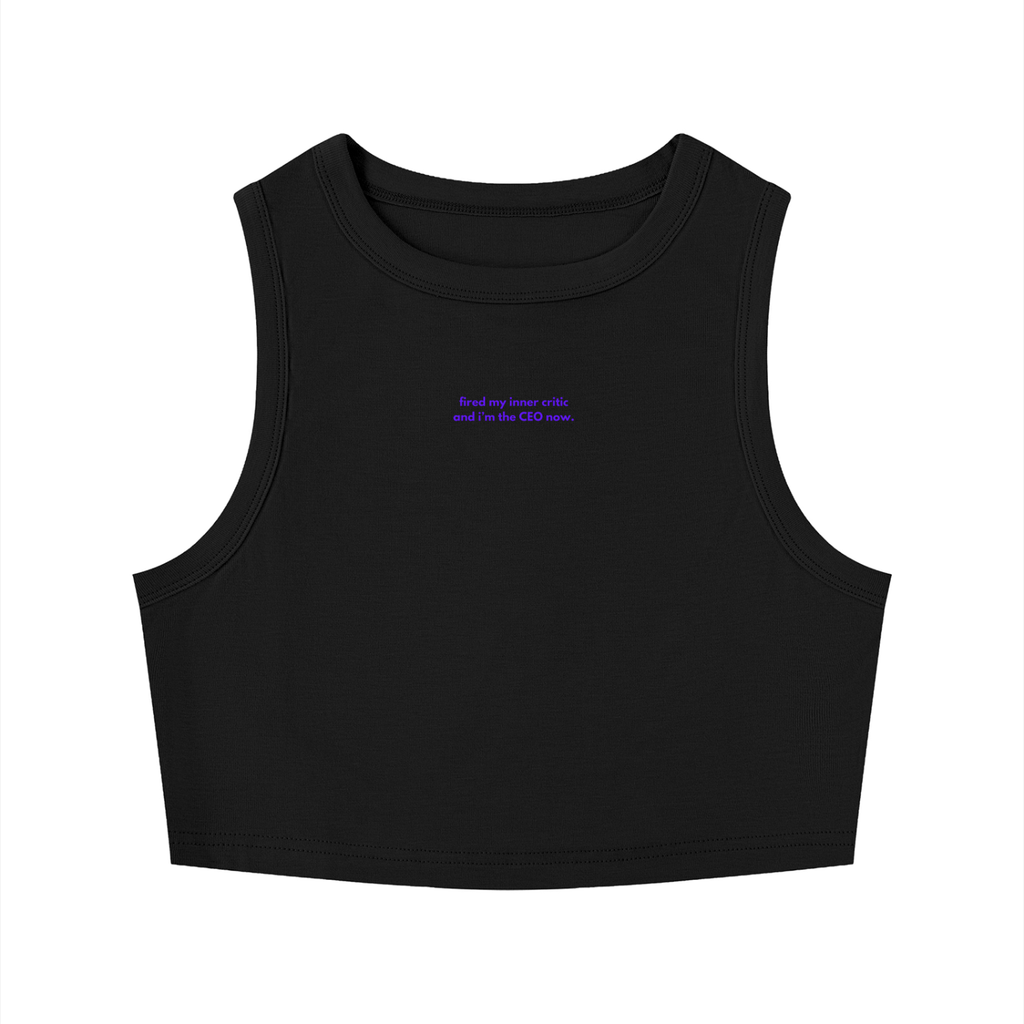 MAIN CHARACTER TIGHT CREWNECK CROP TANK TOP - FIRED MY INNER CRITIC