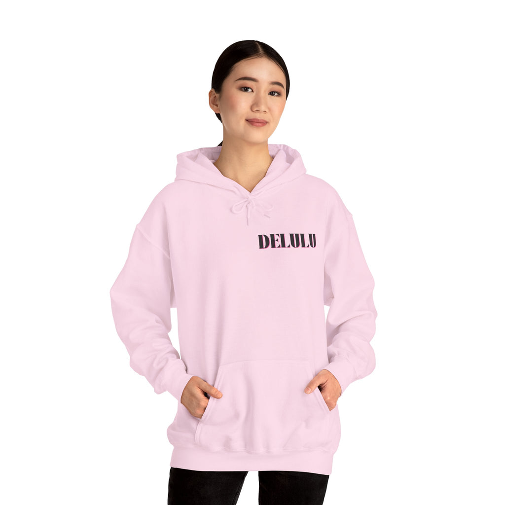 STATEMENT HOODIE DELULU - PINK & BLACK/PINK