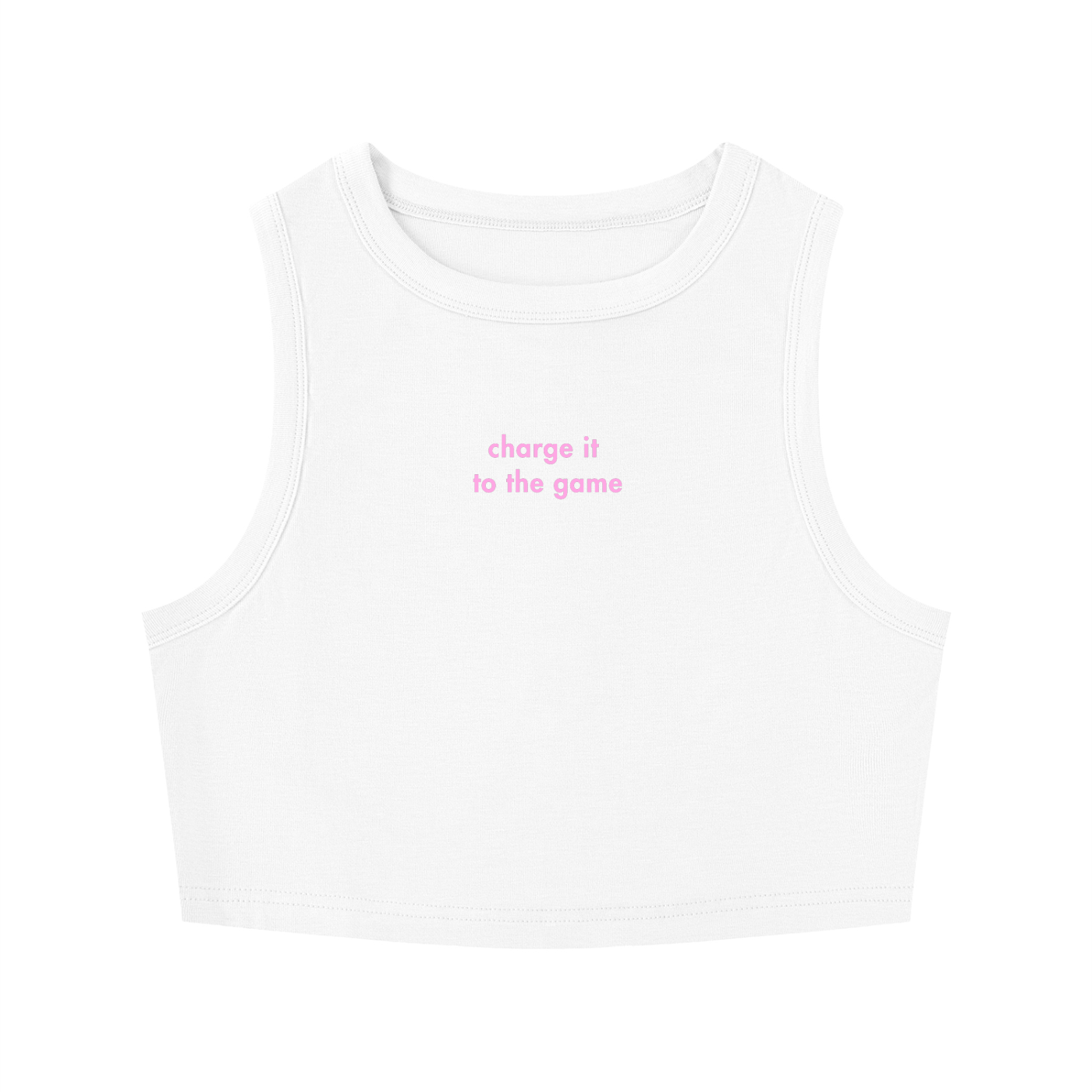 WOMEN'S CREWNECK CROP TOP - CHARGE IT TO THE GAME