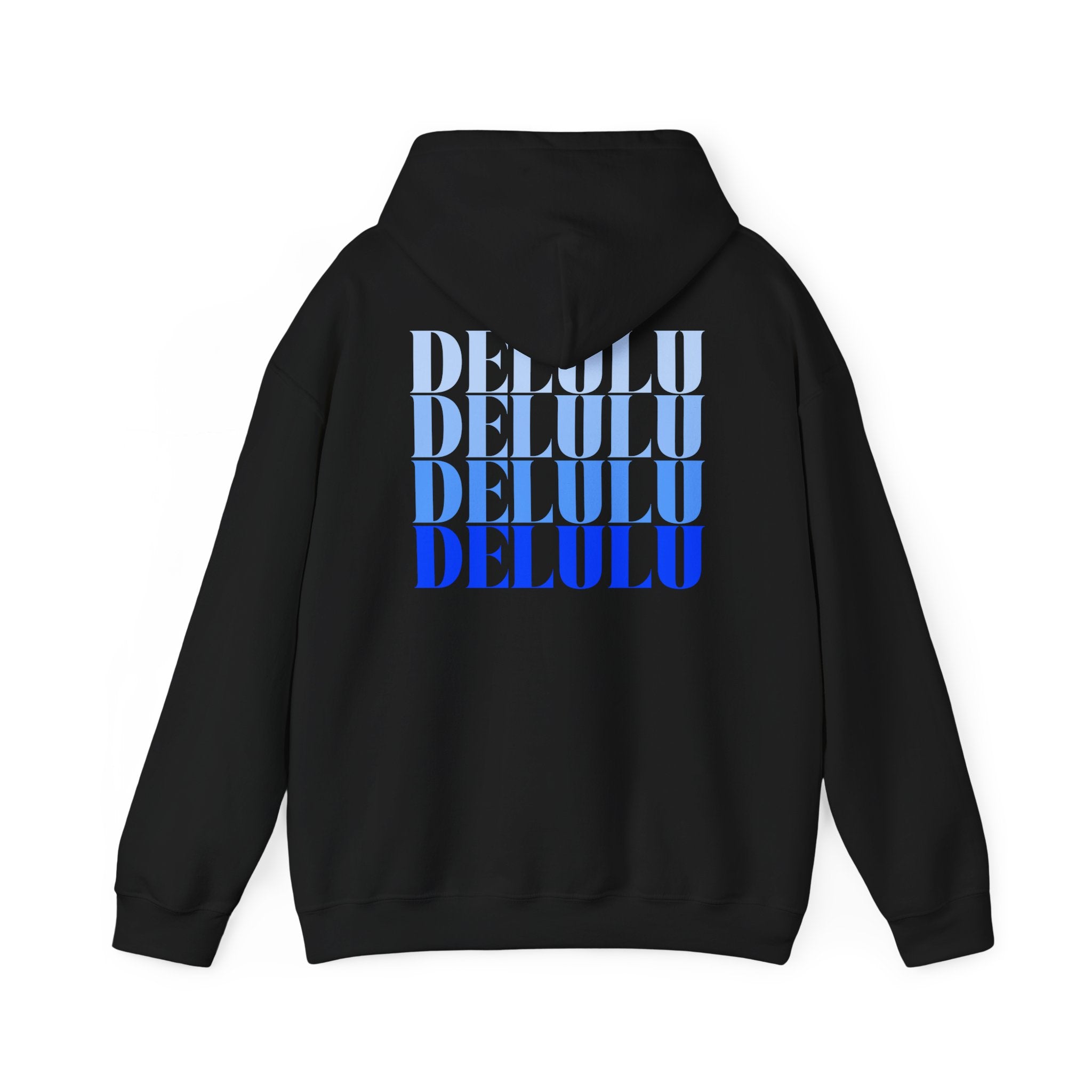 STATEMENT HOODIE DELULU DELULU DELULU - DARK CHOCOLATE & BLUE