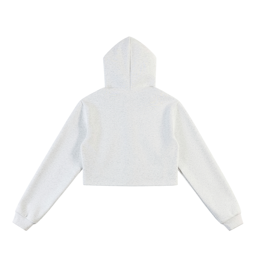 WOMAN ESSENTIAL CROPPED ZIP-UP HOODIE - FLOWER GRAY
