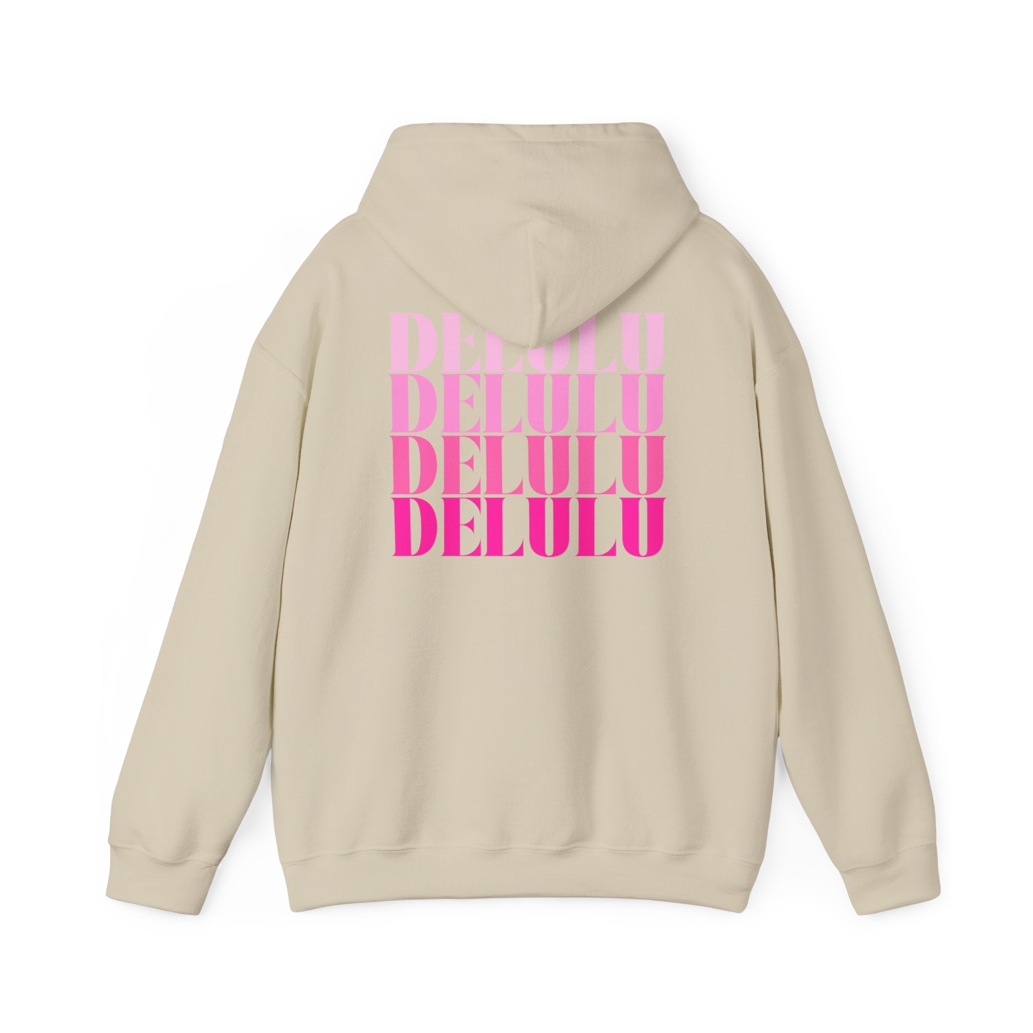 STATEMENT HOODIE DELULU DELULU DELULU - BEIGE & PINK