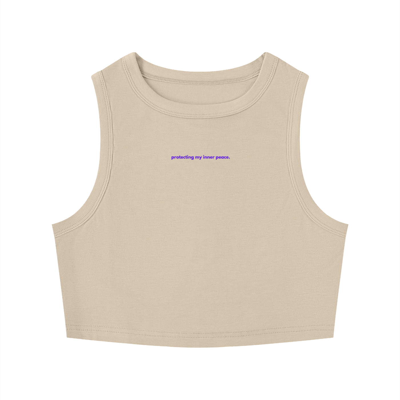 MAIN CHARACTER TIGHT CREWNECK CROP TANK TOP -  PROTECTING MY INNER PEACE