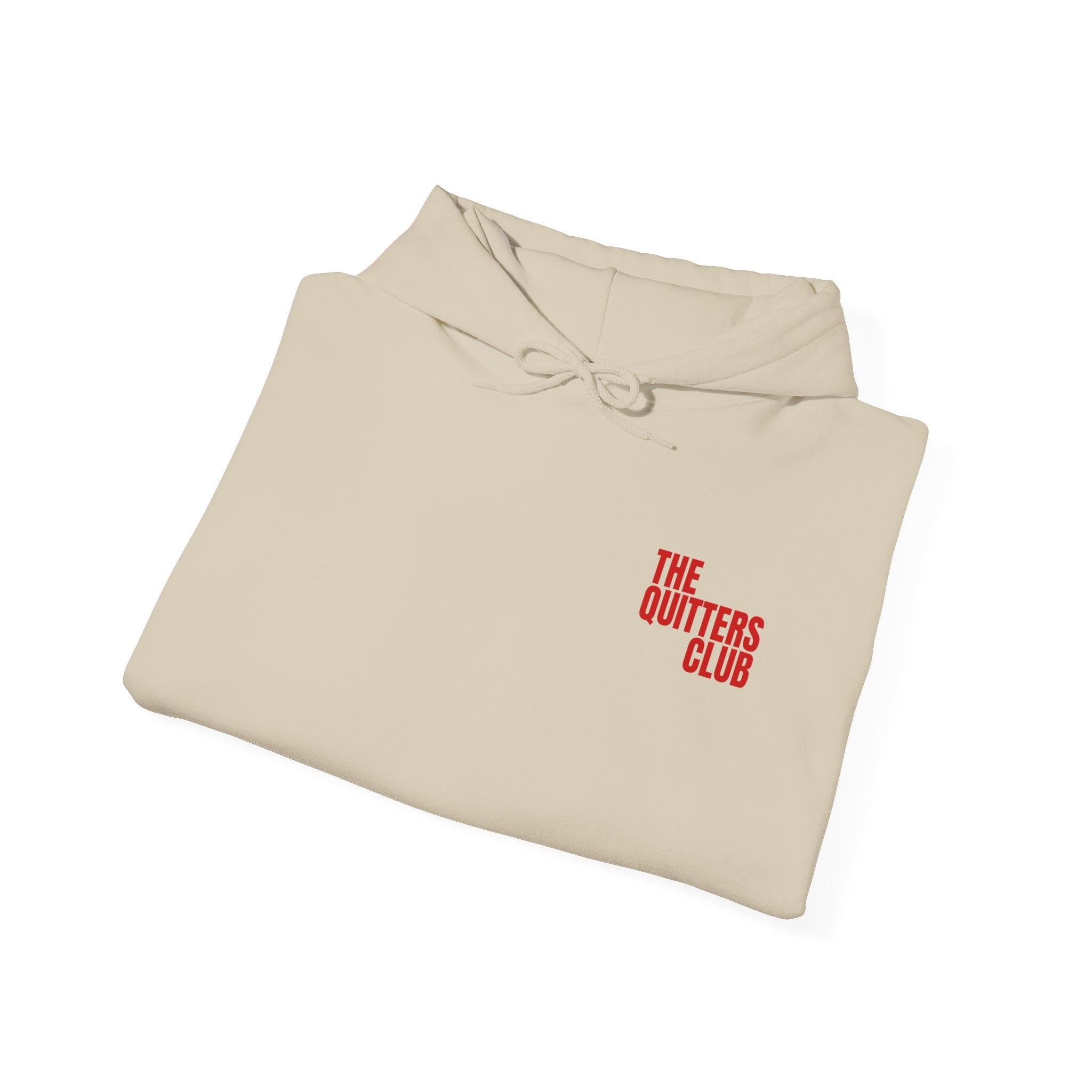 QUITTERS CLUB HOODIE - OUT OF OFFICE BEIGE/RED